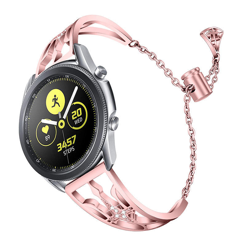 22mm Hollow Out Stainless Steel Metal Watch Band Women Dressy Rhinestone Bracelet Wristband for Samsung Galaxy Watch3 45mm Watch 46mm 22mm Hollow Out Stainless Steel Metal Watch Band Women Dressy Rhinestone Bracelet Wristband for Samsung Galaxy Watch3 45mm Watch 46mm